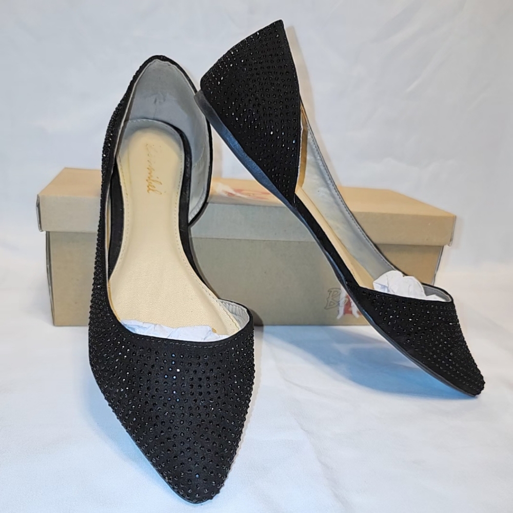 BONNIBEL | BLACK RINESTONE FLATS